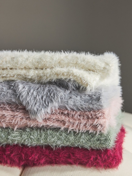 Anthropologie Camden Cable-Knit Eyelash Throw Blanket - Picture 3 of 3